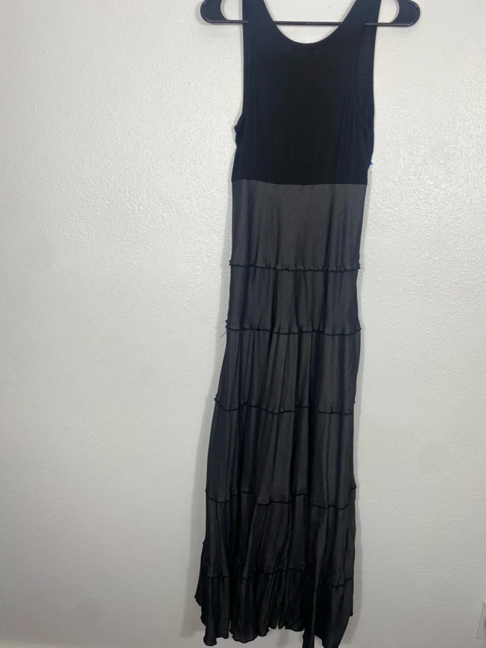 Sleeveless Black Top with Charcoal Tiered Maxi Skirt Karen by Kane Dress SizeS